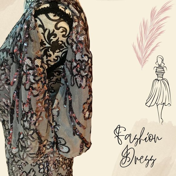 Camille La Vie Grey Ballgown with 3D Flowers - Size 8 - Picture 5 of 7